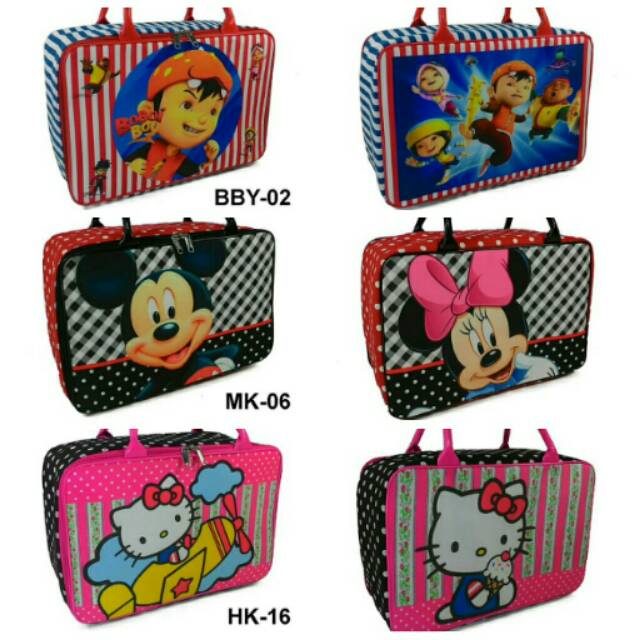 Jual Travel Bag Super Kanvas Besar Karakter Travelbag Boboiboy Mickey