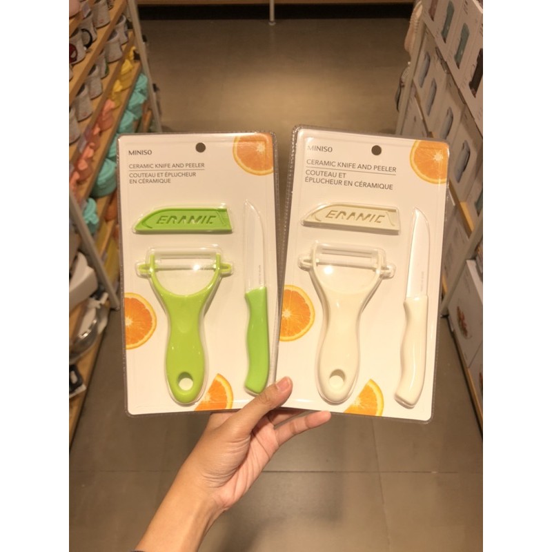 CERAMIC KNIFE AND PEELER SET MINISO PISAU DAN PARUTAN