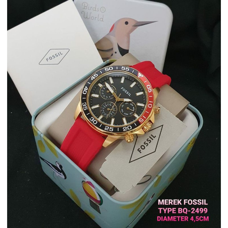 Fossil Original BQ2498 BQ2500 BQ2499 BQ2501 Rubber Jam Tangan Pria