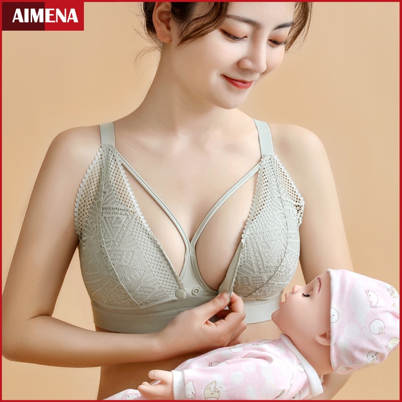 Lace Nursing Bra Depan gesper Postpartum Menyusui Sexy Bra Tipis (Cup C-D)