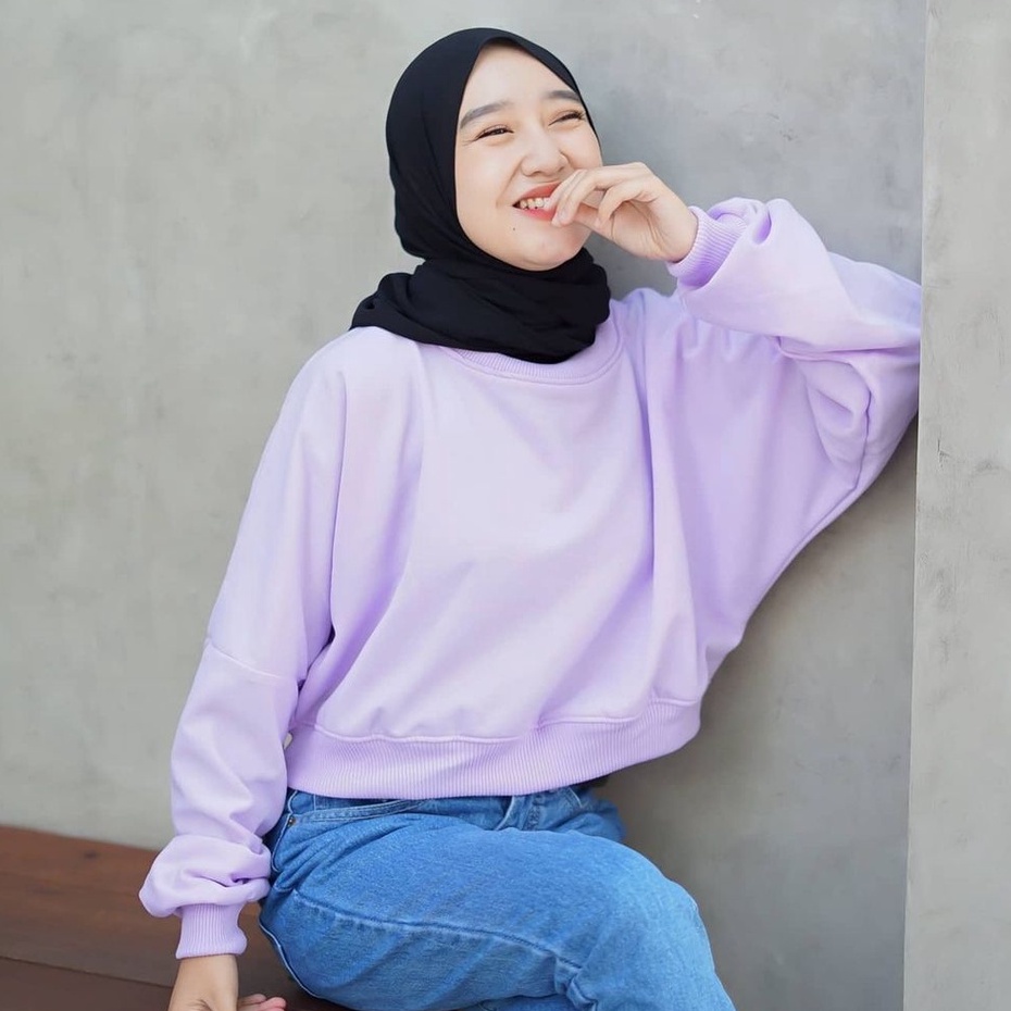 PF - Oversize Crop Sweater - Sweater Wanita Kekinian