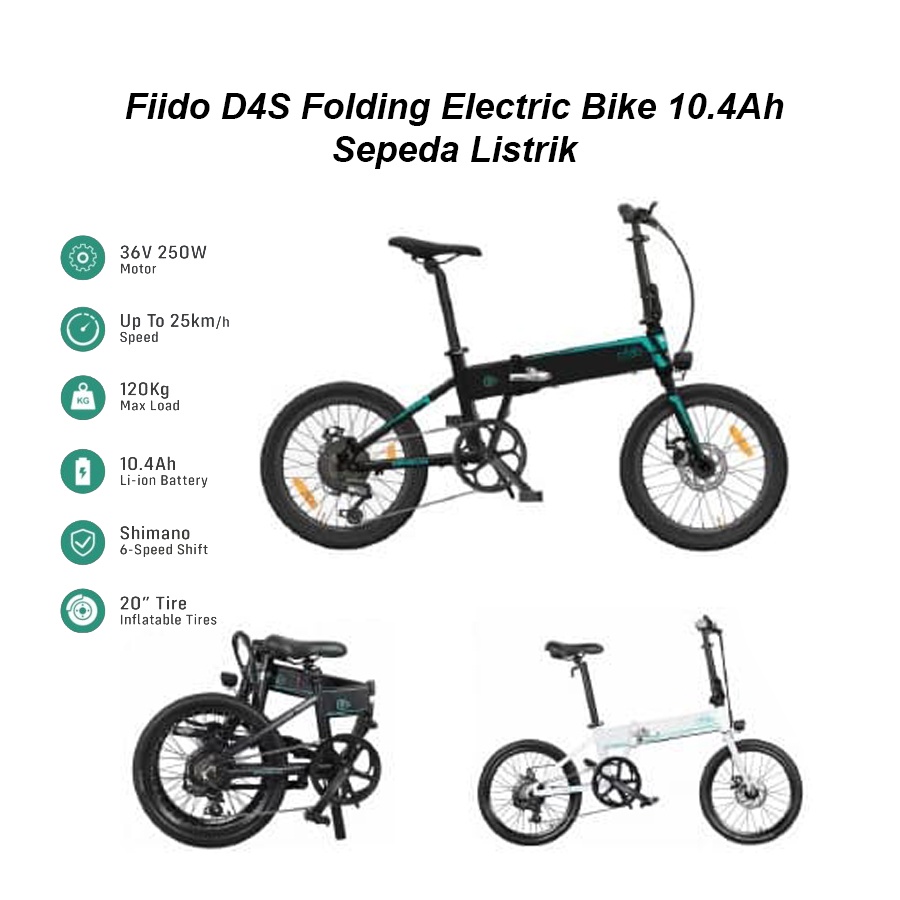 Sepeda Listrik Lipat Fiido D4S Folding Electric Bike 10.4Ah Bicycle