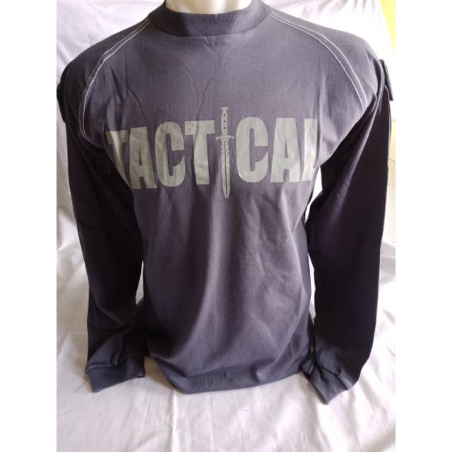 Kaos Panjang Tactical Abu Tua Katun Combed