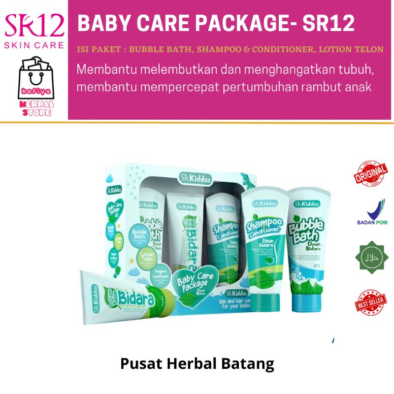 SR12 KIDDOS / DAUN BIDARA ANAK / PERAWATAN BAYI BALITA SR12 KIDS / BABY CARE PACKAGE DAUN BIDARA / SKINCARE BAYI / LOTION TELON / TELON BIDARA / TELON CREAM