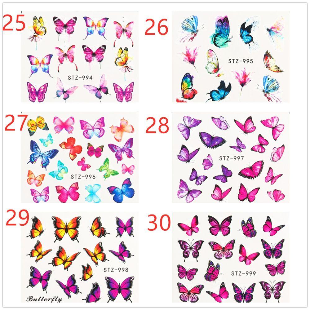 Stiker Kuku Motif Kupu-Kupu Warna Biru / Hitam Untuk Wanita Butterfly