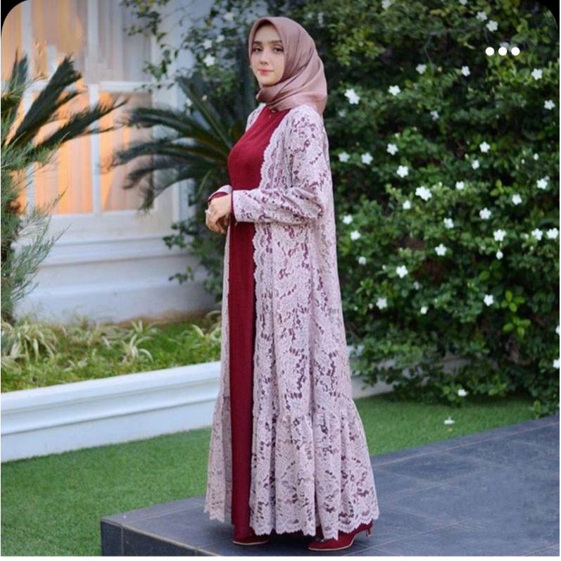 cardigan panjang longcardi brokat korneli shofiya sofia lengan panjang / cardigan panjang brokat cornely