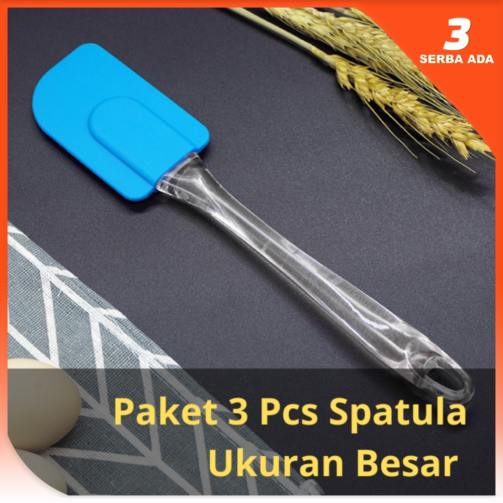 3 Pcs Spatula Silicon Tahan panas Ukuran Besar / Spatula Silikon Tahan Panas / Spatula Masak / Spatu