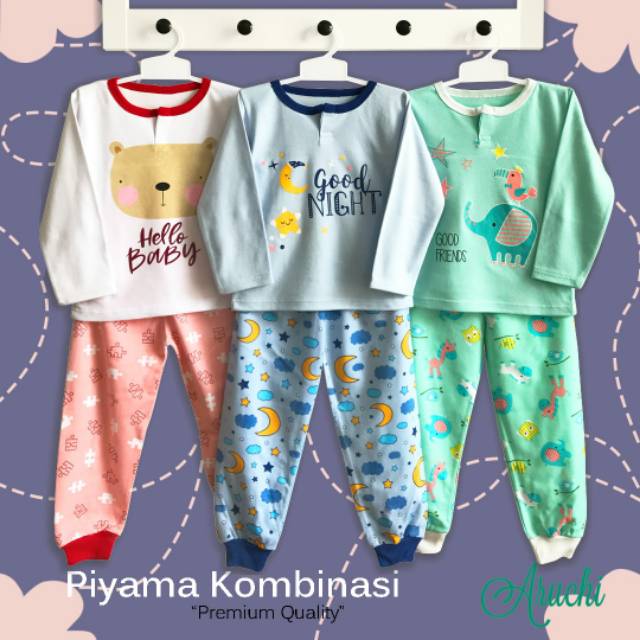 ♥BabyYank♥ ARUCHI STELAN PIYAMA KOMBINASI / STELAN PIYAMA ANAK ( 1STEL)