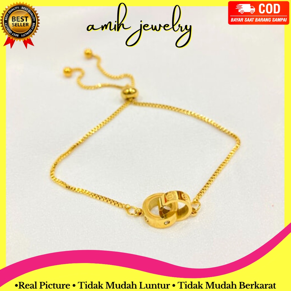 Gelang Anti Karat Gelang Titanium Gelang Serut Berlapis Emas Untuk Wanita Macam Model Perhiasan Xupi