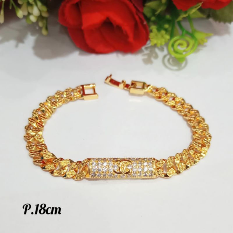 Set Dewasa anti karat motif branded lapis emas18k tidak karat