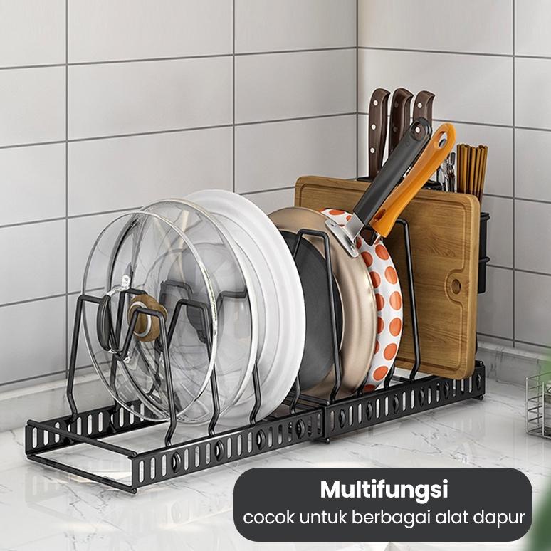 GREENLAND RAK TUTUP PANCI RAK DAPUR STAINLESS STEEL RAK TUTUP PANCI TEPLON WAJAN TALENAN SERBAGUNA H