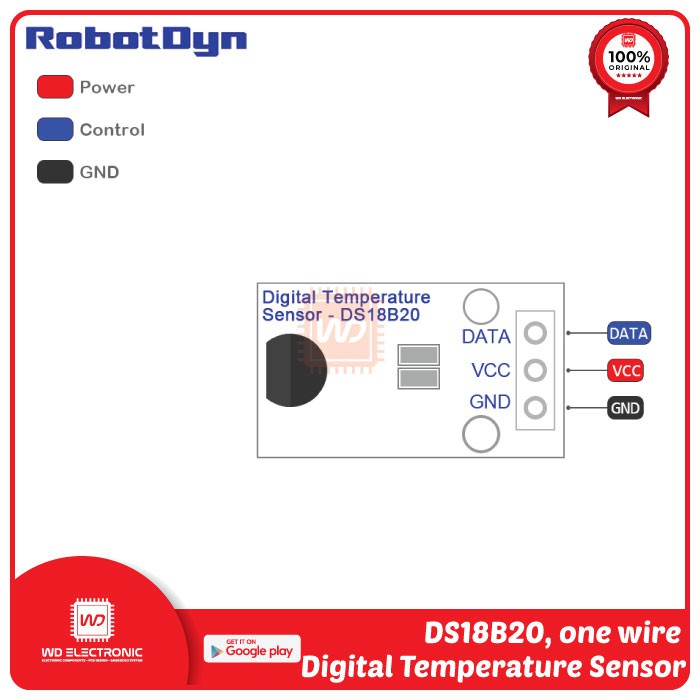 ROBOTDYN DS18B20 DIGITAL TEMPERATURE SENSOR DS18B20 MODULE