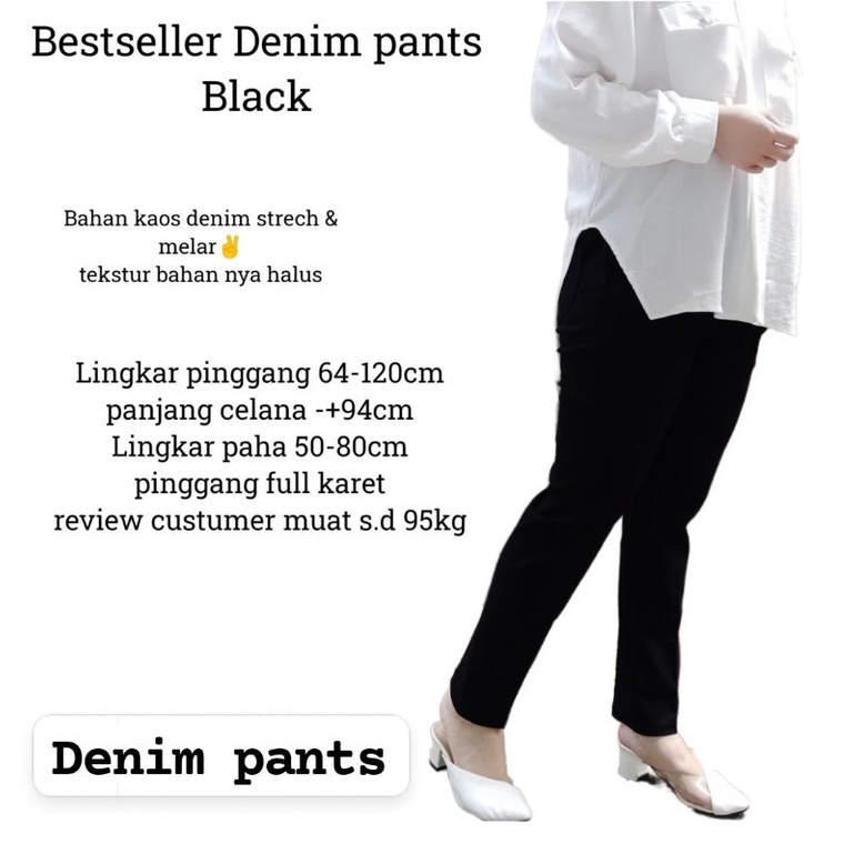 celana panjang wanita/kaos denim pants ORI by cellia/standar dan jumbo