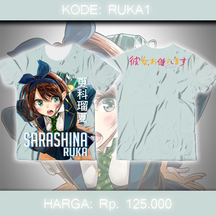 Baju Kaos Fullprint Anime Kanojo Okarishimasu - Sarashina Ruka