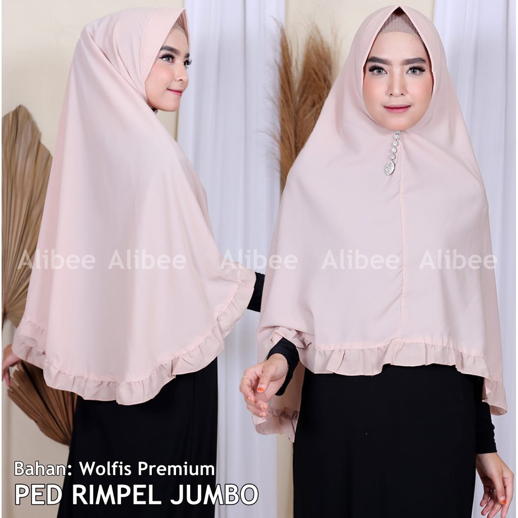 PED RIMPEL JUMBO - Jilbab Instan Pet Wolfis Premium - Khimar Hijab Instant Syari Rempel