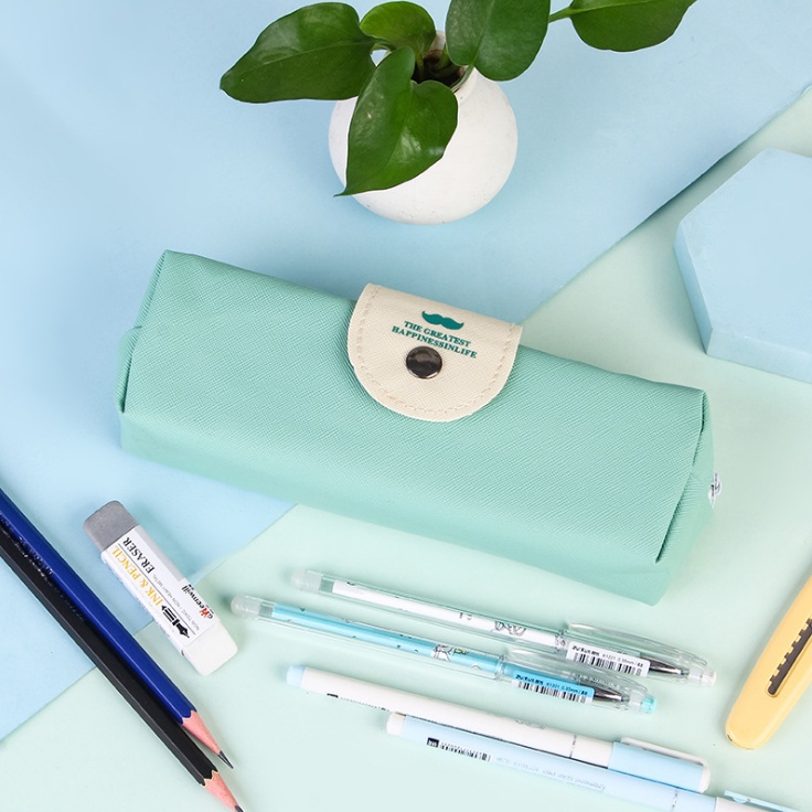 KOTAK PENSIL SIMPLE HAPPINESS LIFE / KOTAK PULPEN / TEMPAT ALAT TULIS BS-BIRU