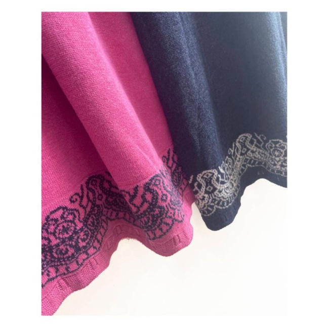 Ameli pink n navy embroidered knit maxi dres