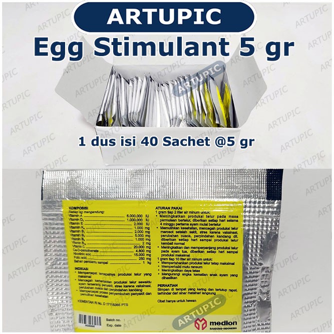 Egg Stimulant 5 gr Vitamin Pemacu Pemicu Meningkatkan Produktivitas Telur Ayam Unggas Medion Artupic