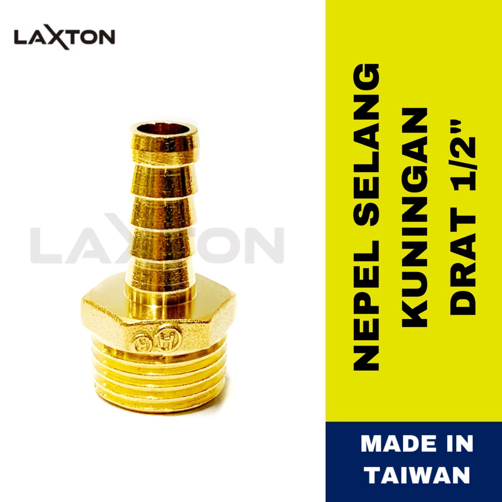 NEPEL SELANG KUNINGAN MADE IN TAIWAN DRAT 1/2 INCH 12MM