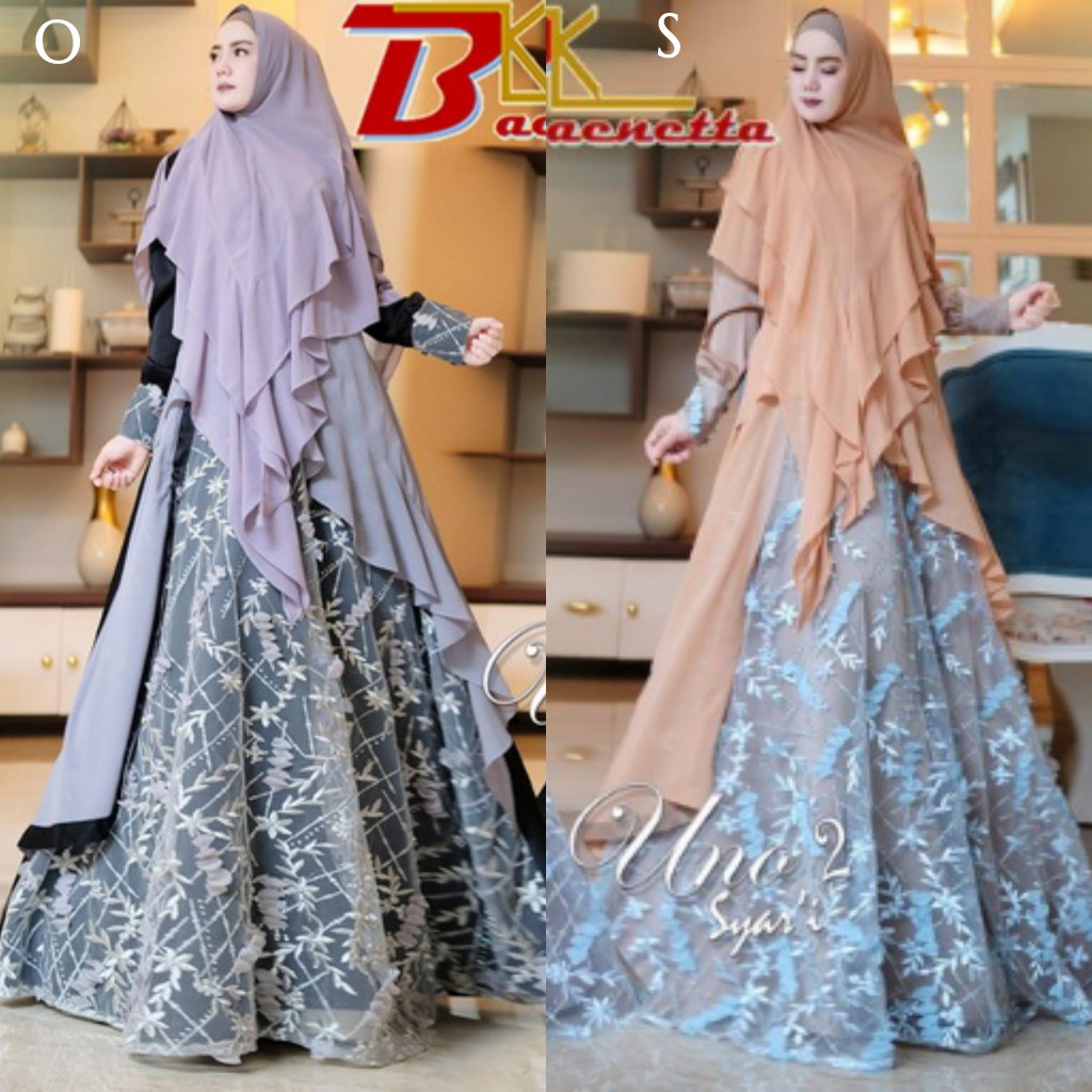 UNO 2 BY BAENETTA (Gamis syari, gamis pesta, gamis set, dress pesta, gamis brukat, gamis motif)
