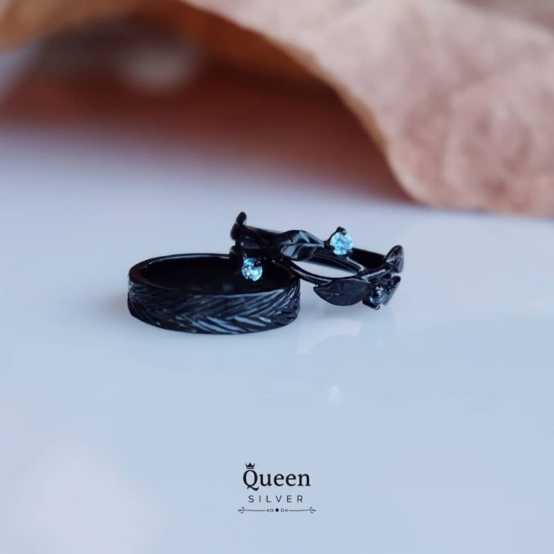 CINCIN NIKAH HITAM RUSTIC WEDDIG RING COUPLE RING PERAK SILVER 925