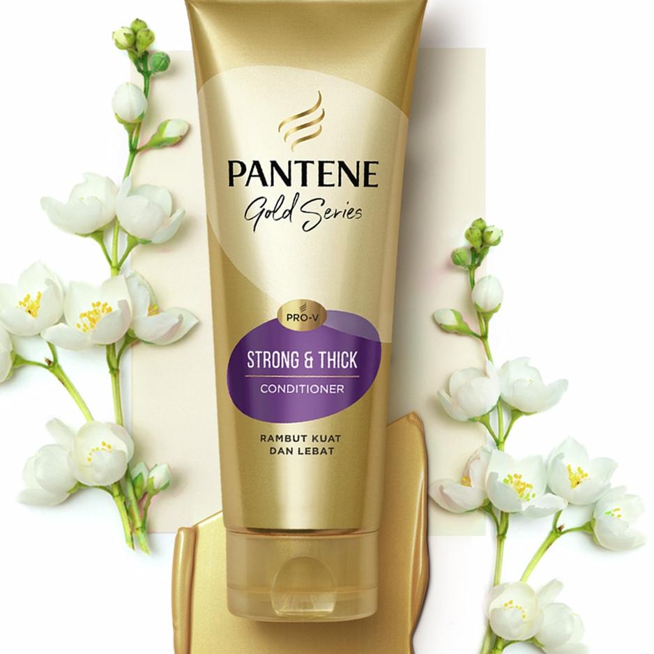 ナ Pantene Pro-V Gold Series Strong & Thick Shampoo 450 mL + Kondisioner 320 mL Baru