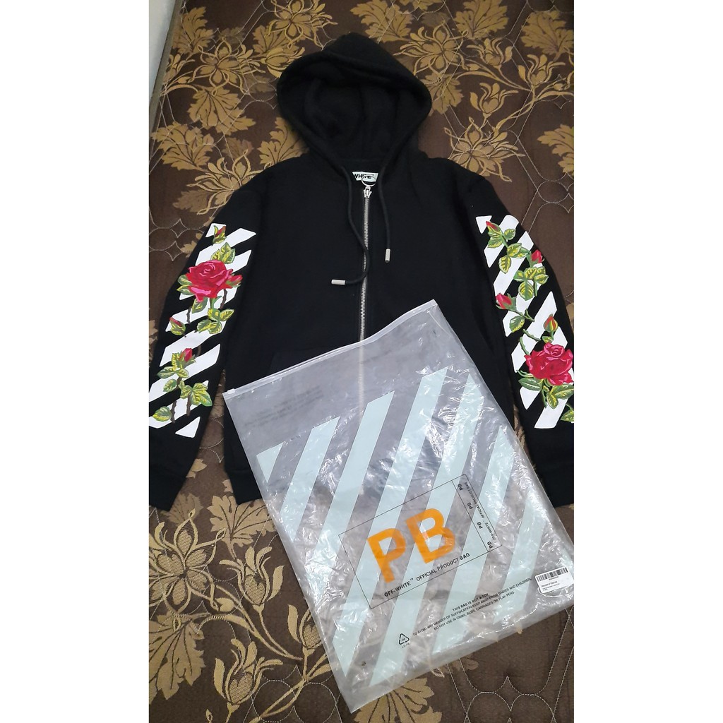 Hoodie Off white Rose Zip