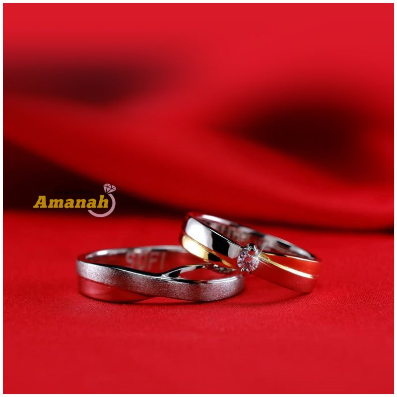 Cincin Couple Cincin Perak Murni Cincin Nikah Cincin Kawin Cincin Lamaran Cincin Tunangan CT-05
