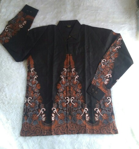 Kemeja Batik Pria Lengan Panjang Slim Fit Baju Hitam Batik Wayang Ori Solo By Dewo