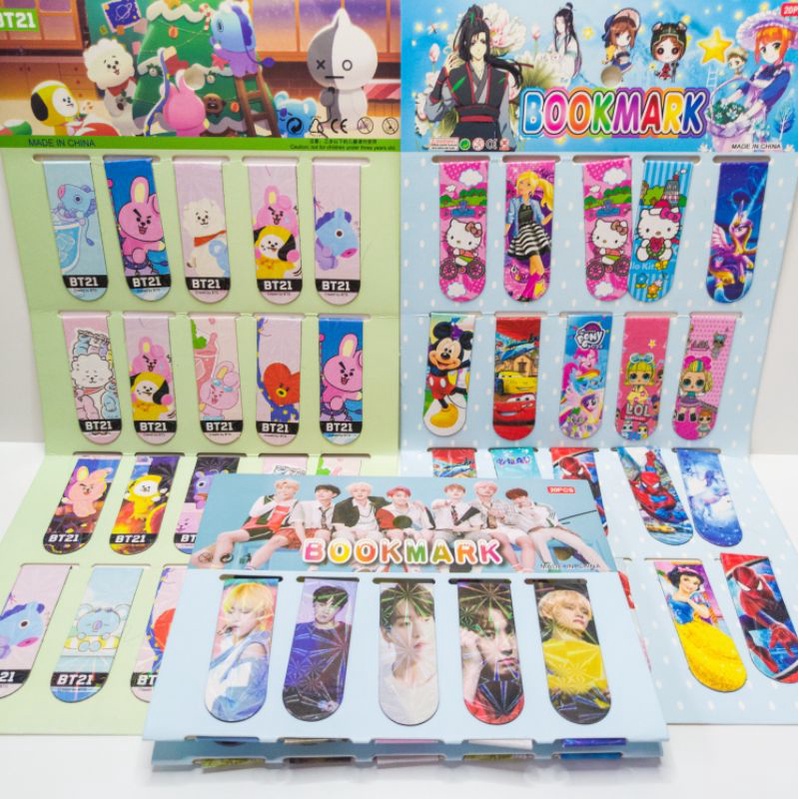 

Pembatas Buku Magnet Isi 20pcs Bookmark Bergambar Karakter Kartun