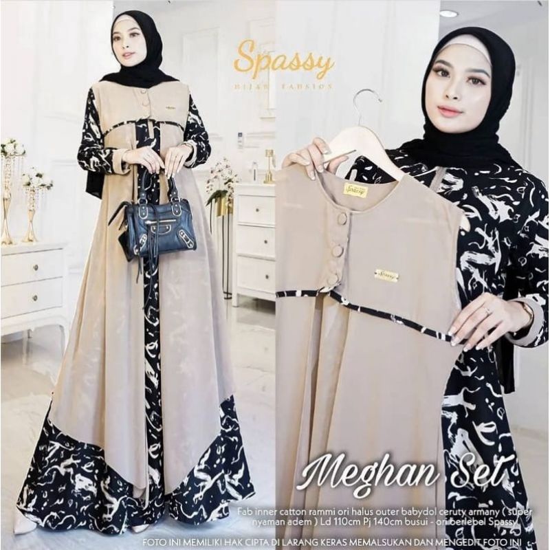 GAMIS SYAKILA MEGHAN SET 2 IN 1 JUMBO//GAMIS DAN ROMPI LEPAS