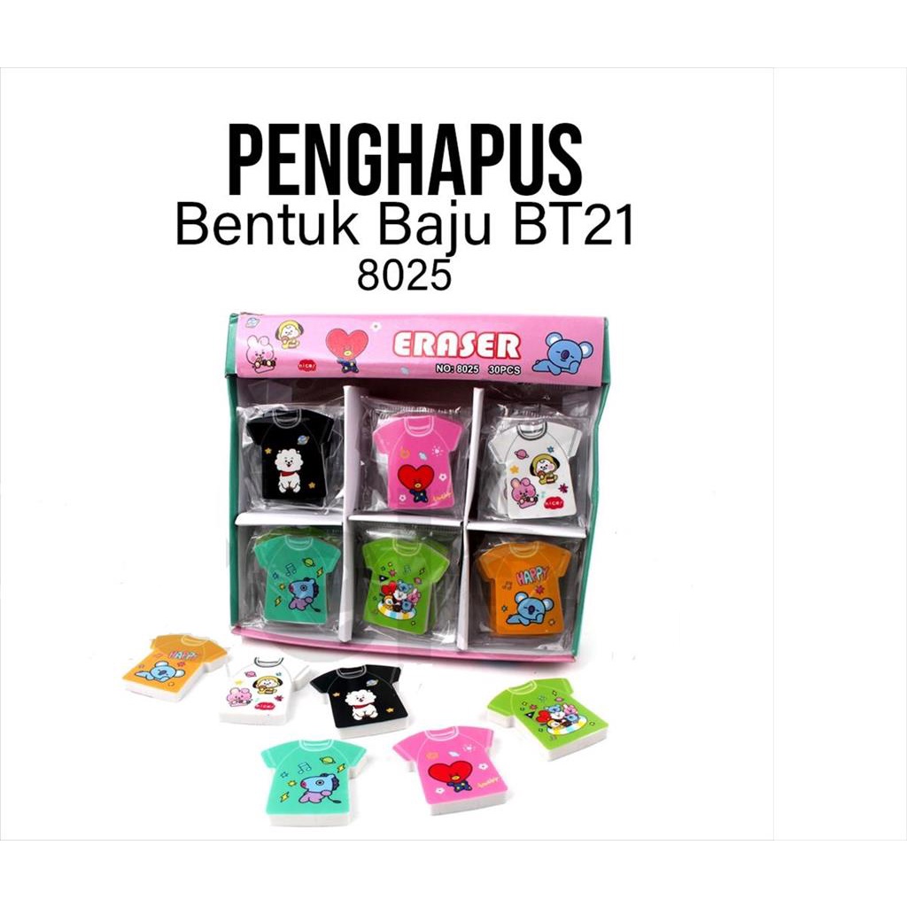 MJS 903 - Ecer 1PC Penghapus Baju Karakter BT21 Lucu Perlengkapan Alat Tulis Sekolah Anak