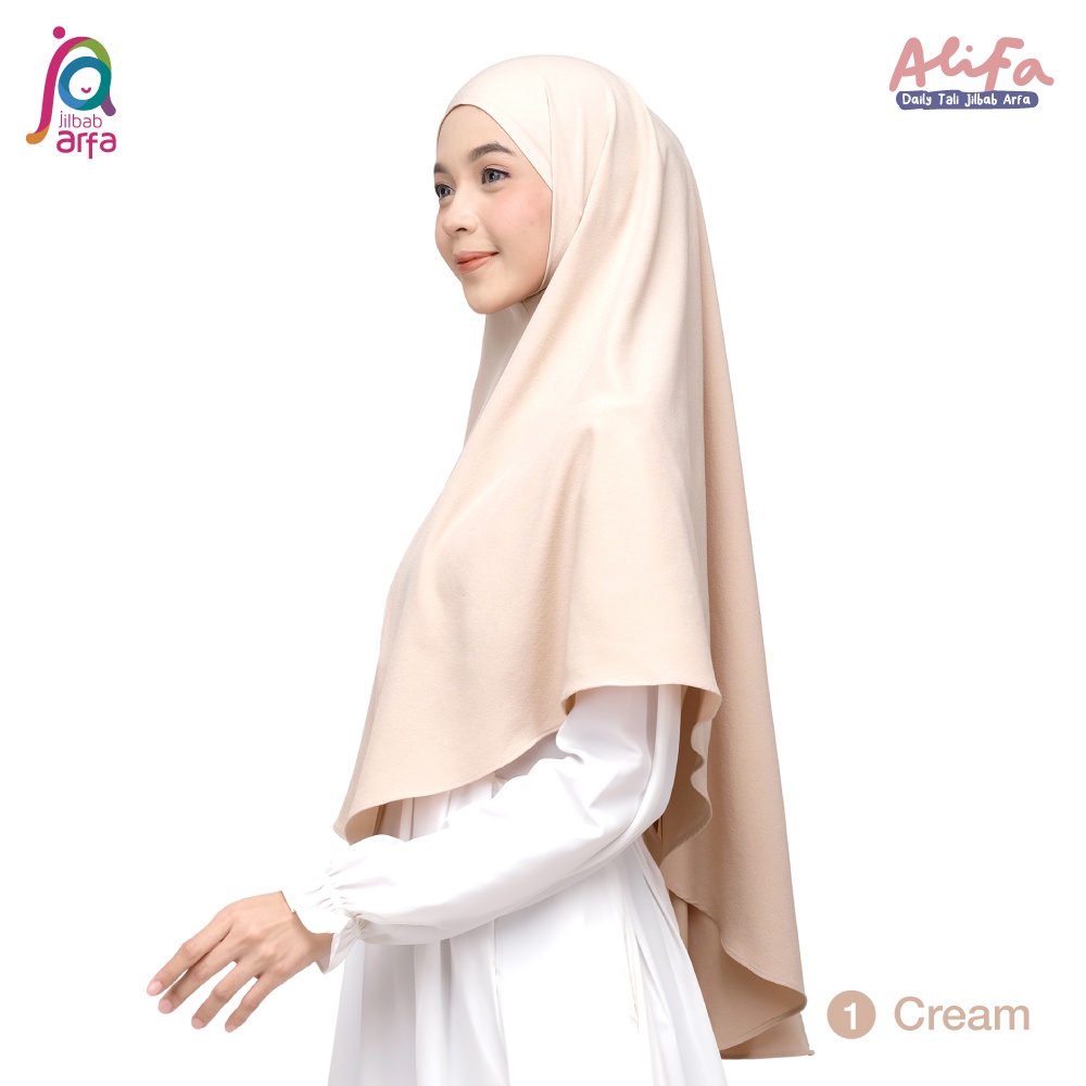 Jilbab Arfa Instan Alifa Cream - Bergo Maryam Tali Non Pet