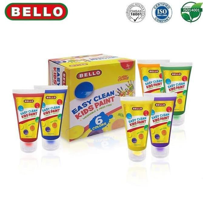 

PERALATAN MELUKIS BELLO EASY CLEAN KIDS PAINT 6 COLORS WASHABLE & MESS FREE ALAT LUKIS