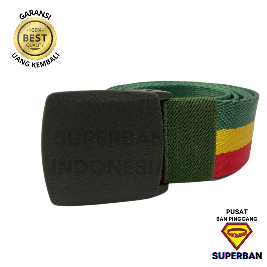 IKAT PINGGANG PRIA ANTI DETECTOR RASTA MERAH HIJAU KUNING BAN GESPER SABUK MODEL KEPALA MEN CASUAL TACTICAL OUTDOOR MURAH BCT-0001 - SUPERBAN