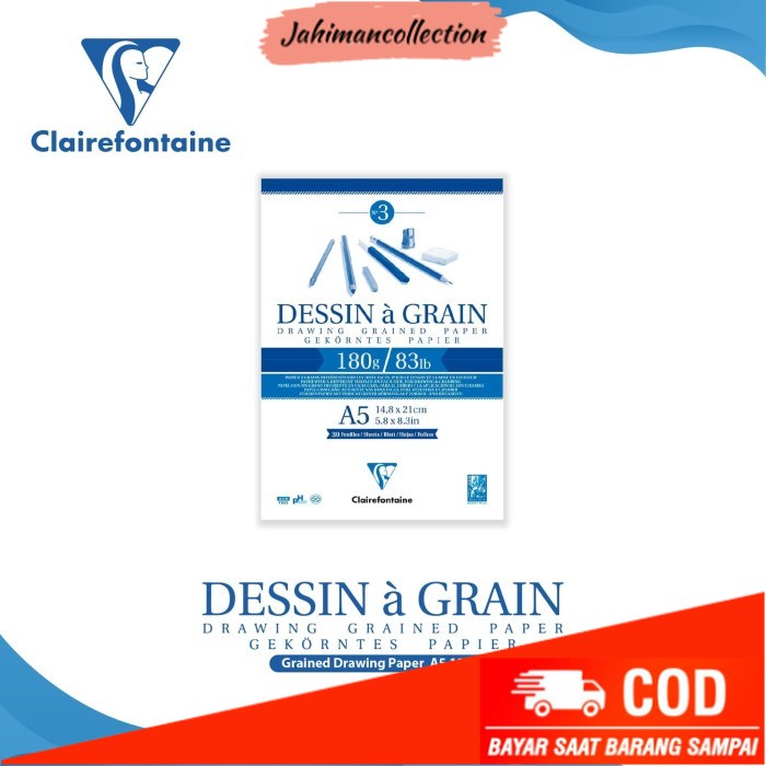 

✨ BISA COD ✨ Buku Sketsa Clairefontaine A5 Dessin a Grain Drawing Paper Sketch Pad