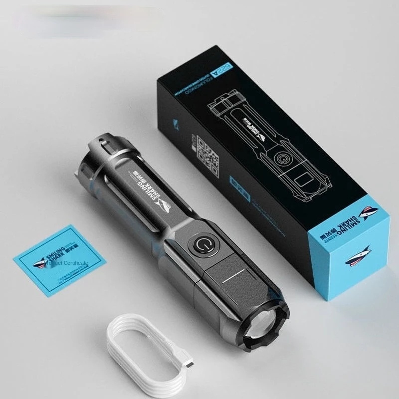 [3 Modes Ultra Bright Flashlight  With Charge Cable][USB RechargeableABS Focusing Led Flash Light ]