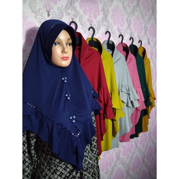 jilbab kerudung instan Jersey manik mutiara