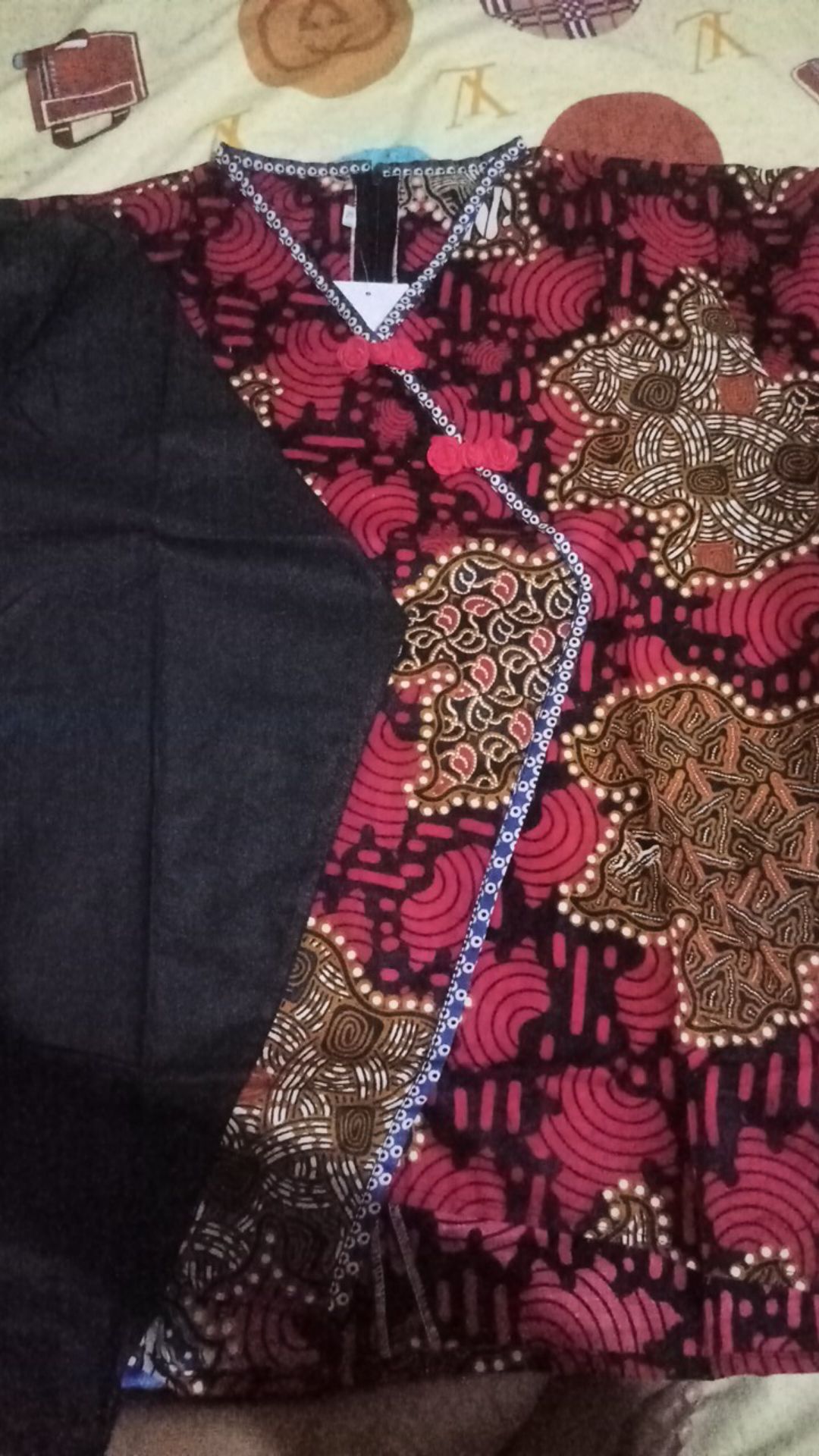 Blouse Batik Wanita Kombinasi Embos Hitam / Atasan Batik Resleting Belakang - S M L Xl Xxl 3l 4l 5l