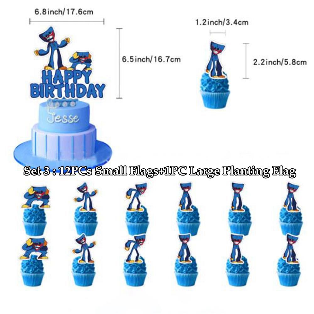 Chookey Set Balon Desain Poppy Huggy Wuggy Warna Biru Untuk Dekorasi Pesta