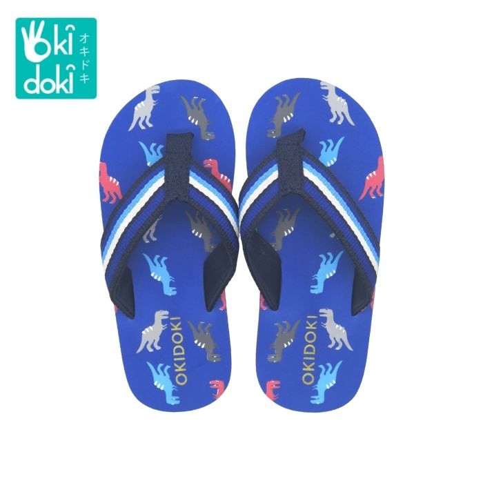 OKIDOKI Boy Slippers Dino Blue 858484 - Sandal Anak Laki-laki