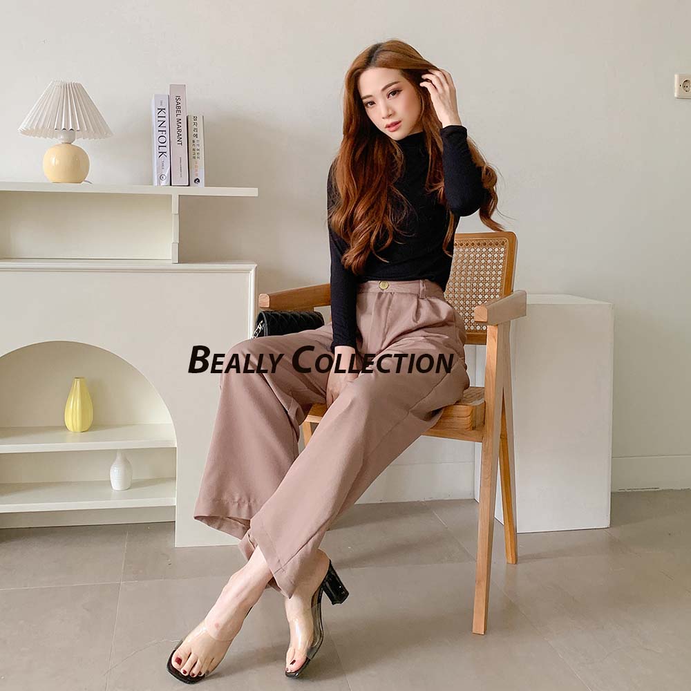 Celana Anti Kusut | Loose Pants Trousers Wanita | Yora Pants Kulot | Celana Kulot Wanita | Celana Kantor Formal | Bella Loose Pants | Celana Highwaist Kulot Wanita