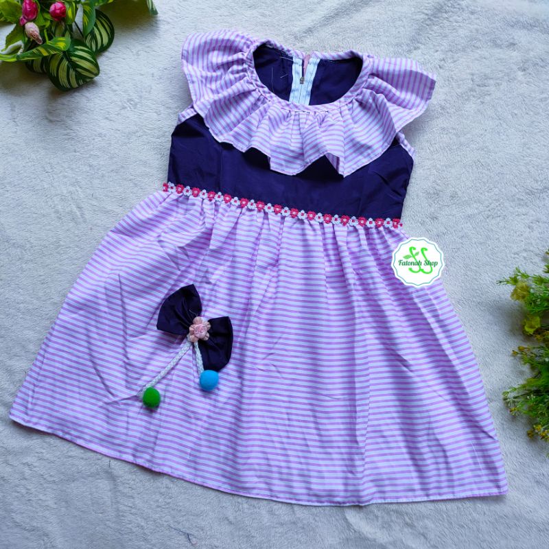 Dress Anak 1 2 tahun strip singlet Lala gaun anak cewek perempuan Fatonah Shop nana singlet ( dress nana strip )