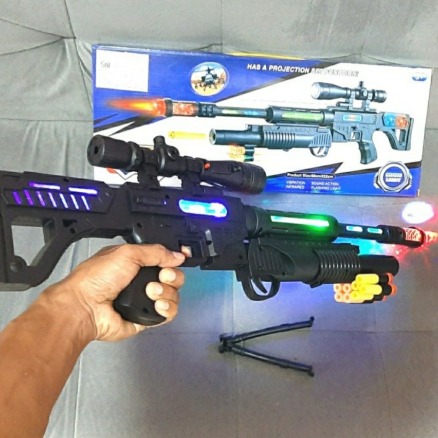 mainan senapan getar laser anak pistol mainan tembakan bergetar pistol peluru busa infinite power mainan perang perangan