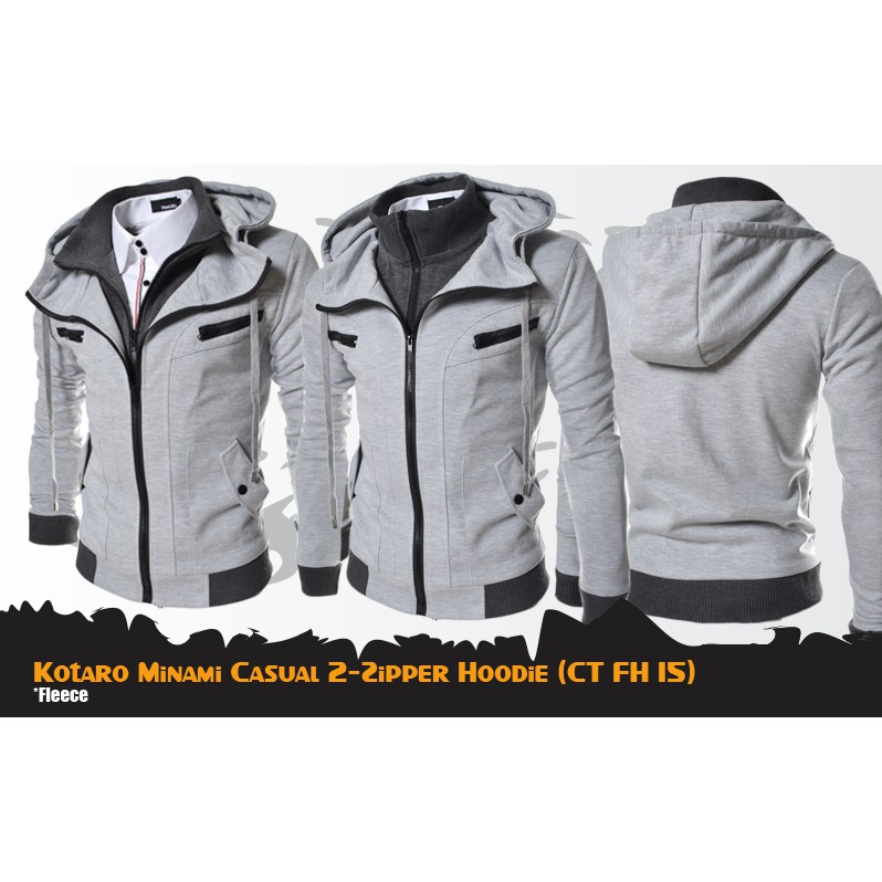JAKET PRIA | KOTARO MINAMI CASUAL 2-ZIPPER HOODIE (CT FH 15)