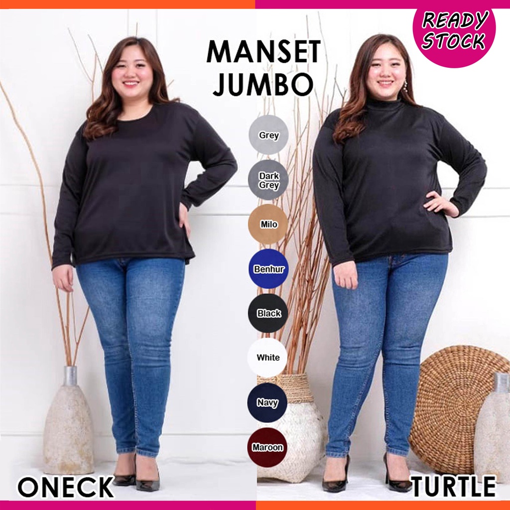 BIGCLO - (COD) LD 120-145cm Manset Jumbo Atasan Wanita Lengan Panjang Bigsize Oversize Bahan Spandex