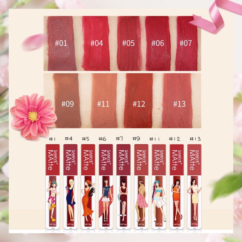 Saniye Lipstick Matte Liquid lip gloss 10 Warna Tahan Air Liptint  Dan Tahan Lama Kosmetik Bibir L1180