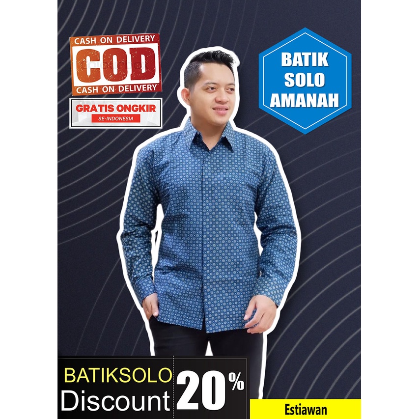 Estiawan KEMEJA BATIK SOLO FULL FURING ATASAN PREMIUM MODERN BATIKSOLOAMANAH KATUN HALUS KOPRI PGRI 
