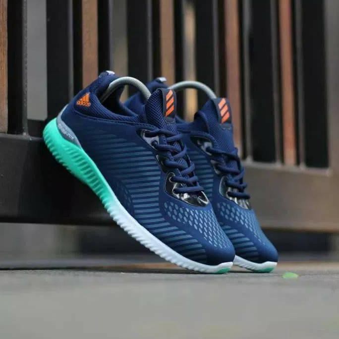 promo sepatu adidas alphabounce running / pria biru casual olahraga gym terbaru