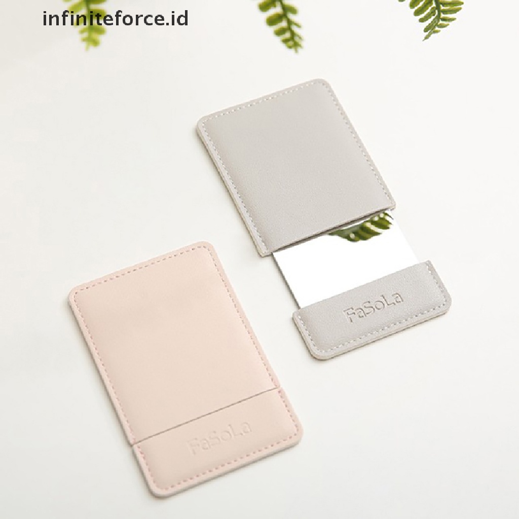 (Infiniteforce.Id) Cermin Saku Mini Anti Pecah Bahan Kulit Pu Untuk Makeup / Kosmetik Wanita